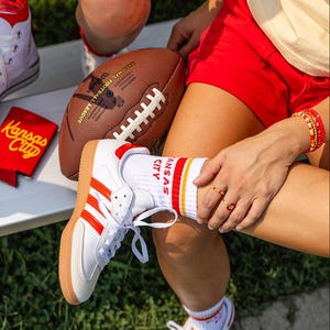 Kansas City Crew Socks - White w/ Red & Gold - Football - KC - KC Socks - Kansas City Socks - Gift image 8