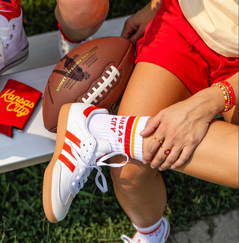 Kansas City Crew Socks - White w/ Red & Gold - Football - KC - KC Socks - Kansas City Socks - Gift image 8