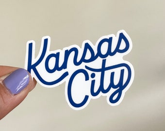 Kansas City Blue Script Sticker - Blue KC - KC Sticker - Kansas City Gift - KC Art - Kansas City Decal - Kansas City Pride