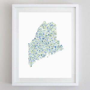 Maine Watercolor Art Print - Custom Maine Artwork - Maine Housewarming Gift - Custom State Watercolor Print - Maine Kid Room