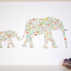 Mama and Baby Elephant Floral Watercolor Print Mom and Baby Animal Nursery Elephant Nursery Elephant Artwork image 3