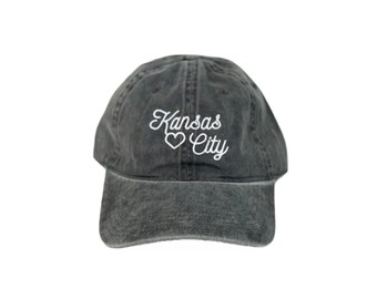 Kansas City Embroidered Hat Grey - KC Hat - Baseball Cap - Women's Hat - Kansas City Gift - KC Gift - Kansas City Football