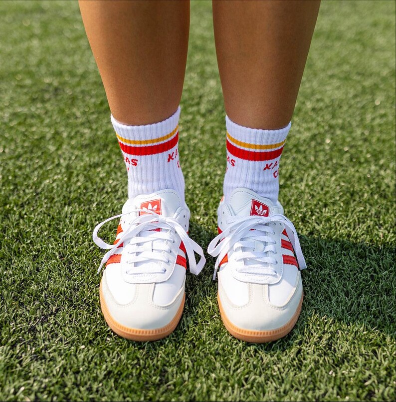 Kansas City Crew Socks - White w/ Red & Gold - Football - KC - KC Socks - Kansas City Socks - Gift image 4