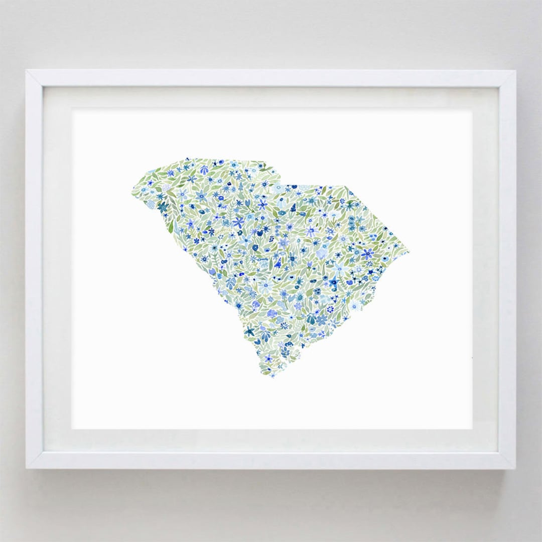 South Carolina Watercolor Art Print Custom South Carolina Art South