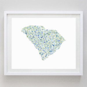 Impresión de arte de acuarela de Carolina del Sur - Arte personalizado de Carolina del Sur - Regalo de guardería de Carolina del Sur - Acuarela estatal - Decoración de Carolina del Sur
