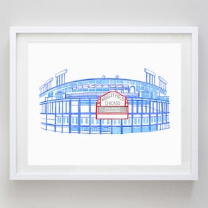 Wrigley Field Stadium Chicago Watercolor Print image 1