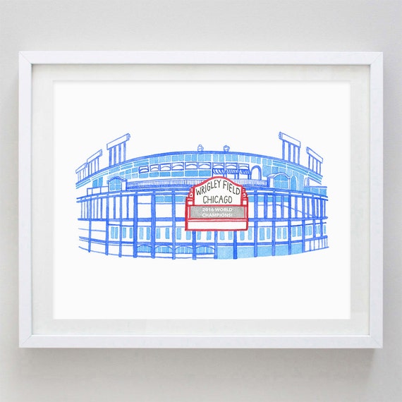 Wrigley Field Stadium Chicago Watercolor Print | Etsy