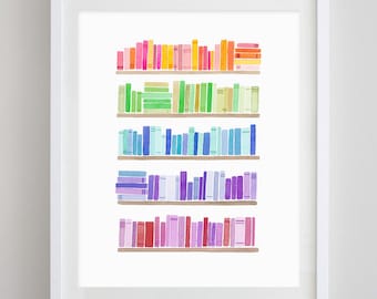 Boekenliefhebber aquarelprint - leeskunstwerk - ik hou van lezen - leescadeau - leeskinderkamer - kinderkamerkunstwerk - boekenwurm