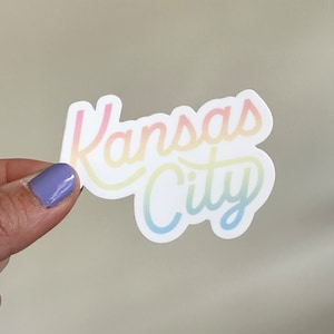 Kansas City Rainbow Script Sticker - KC Sticker - Kansas City Gift - KC Art - Kansas City Decal - Kansas City Pride