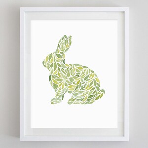 Bunny Green Watercolor Art Print - Bunny Nursery - Bunny Artwork - Rabbit Watercolor - Green Nursery - Animal Nursery