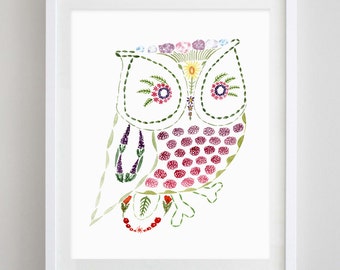 Owl Always Love You Floral Watercolor Art Print