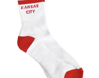 Kansas City Crew-sokken - wit met rood en goud - voetbal - KC - KC Socks - Kansas City-sokken - cadeau