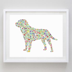 Labrador Floral Watercolor Print - Dog Gift - Dog Breed - Puppy Art - Dog Lover Artwork