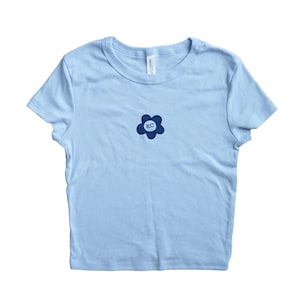 KC Flower Baby Tee - Blue - Kansas City - Baseball - Soccer - KC Shirt