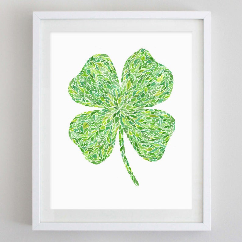 Shamrock Green Watercolor Art Print image 1