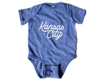 Baby Kansas City Script Onesie - Baseball Onesie - KC Baseball Tee - Arrowhead - KC Baby Gift - Girl's KC Shirt
