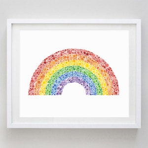 Rainbow Watercolor Art Print Rainbow Painting Rainbow Girls Room Rainbow Gift Floral Rainbow Rainbow Nursery Rainbow Artwork image 4