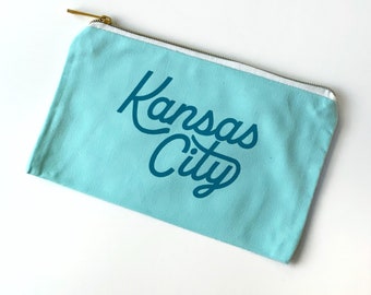 Kansas City Script Pouch - Kansas City - KC gift - Kansas City Gift - Kansas City Pride - Zipper Pouch - Birthday Gift
