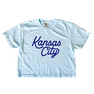 Kansas City Script Cropped T-Shirt - Blue - KC Baseball