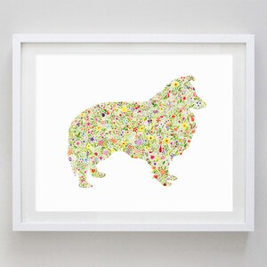 Sheltie Floral Watercolor Art Print - Dog Gift - Dog Breed - Puppy Art - Dog Lover Artwork
