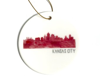 Kansas City Skyline Ornament - KC Christmas Gift - Kansas City Art - Kansas City Christmas - KC Ornament - Holiday Decor