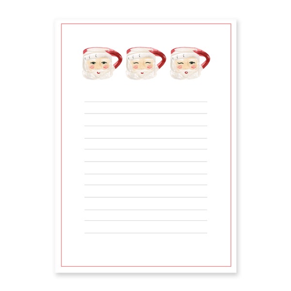 Vintage Santa Mug Notepad - Santa Mug Gift - Santa Mug Christmas Gift - Notepad - Teacher Gift - Stocking Stuffer