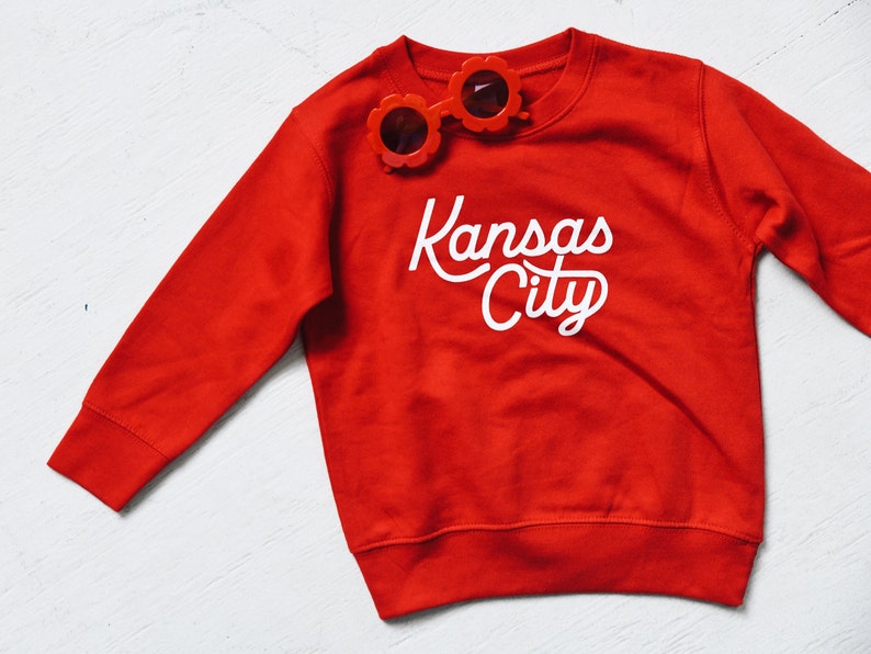 Kansas City Football Script Toddler Sweatshirt KC Kids Tee Kansas City Shirt KC Toddler Shirt Kansas City Kids Gift KC Gift image 2