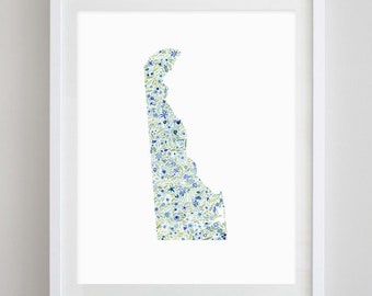 Delaware Watercolor Art Print - Custom Delaware Artwork - Delaware Housewarming Gift - Custom State Watercolor Print - Delaware Kids Room