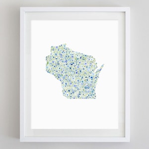Wisconsin Aquarell Kunstdruck - benutzerdefinierte Wisconsin Kunst Geschenk - Wisconsin Kinderzimmer Geschenk - Zustand Aquarell Druck - Wisconsin Kinderzimmer