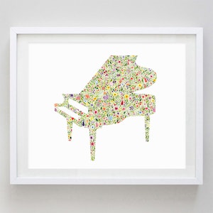 Piano Watercolor Art Print - Piano Gift - Musician Artwork - Pianist Painting - Music Teacher - Piano Girls Room - Piano Teacher