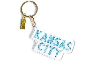 Kansas City Blau Schlüsselanhänger - KC Schlüsselanhänger - KC Geschenk - Kansas City Geschenk - Kansas City Schlüsselanhänger - Kansas City Art