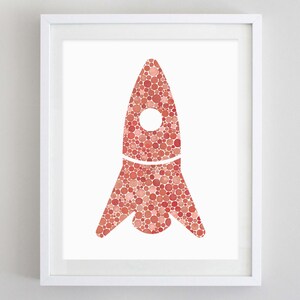 Rocket Ship Rot Aquarell Druck