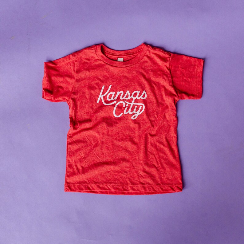Kansas City Football Script Toddler Tee KC Kids Tee Kansas City Shirt KC Toddler Shirt Kansas City Kids Gift KC Gift Baby Gift image 3