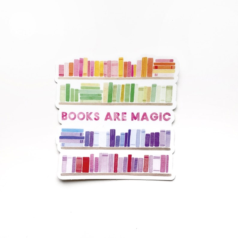 Books are Magic Sticker Reading Sticker Bookworm Laptop Decal Reader Gift Book Lover Sticker Laptop Sticker Bibliophile image 1