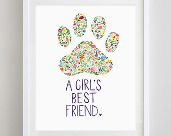 Dog Watercolor Print - Dog Paw Print Artwork - Dog Gift - Dog Breed - New Puppy Gift - Puppy Art - Dog Lover Artwork - Dog Mom