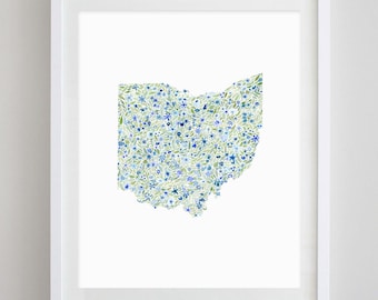 Ohio Watercolor Art Print - Custom Ohio Artwork - Ohio Nursery Gift - State Watercolor Print - Ohio Kids Room - Ohio Housewarming Gift