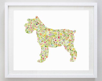 Scottish Terrier Floral Dog Watercolor Print - Dog Gift - Dog Breed - Puppy Art - Dog Lover Artwork