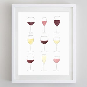 Wine Watercolor Art Print - Basement Decor - Bar Artwork - Kitchen Wall Art - Alcohol Watercolor Painting - Wine Gift - Bar Decor - Wine Art