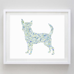 Chihuahua Floral Dog Watercolor Print - Dog Gift - Dog Breed - Puppy Art - Dog Lover Artwork