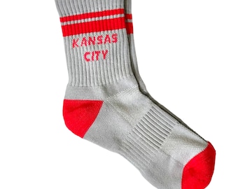 Kansas City Crew Socken - Grau mit Rot - Football - KC - KC Socken - Kansas City Socken - Geschenk