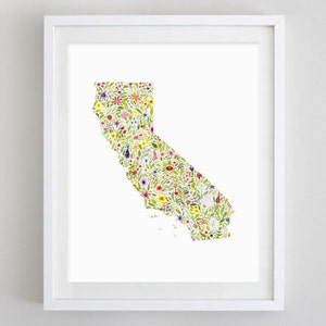California Watercolor Art Print - Any State Available - California Watercolor State - Moving Gift - Housewarming Gift - Custom State