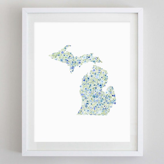 Michigan Watercolor Art Print Custom Michigan Artwork | Etsy