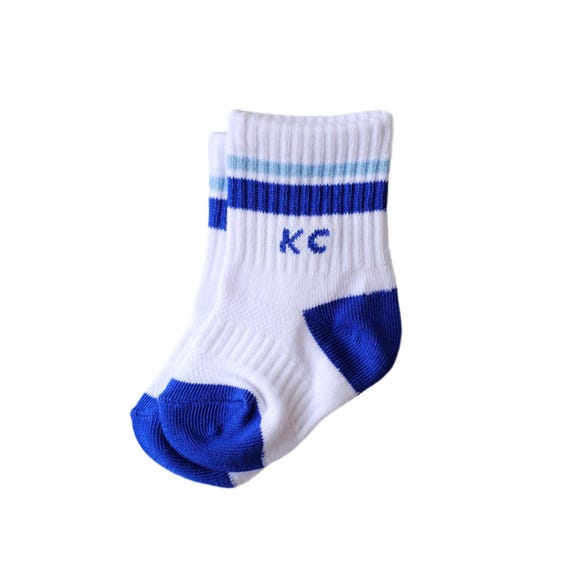 Infant Kansas City Crew Socks Blue and White KC Baseball