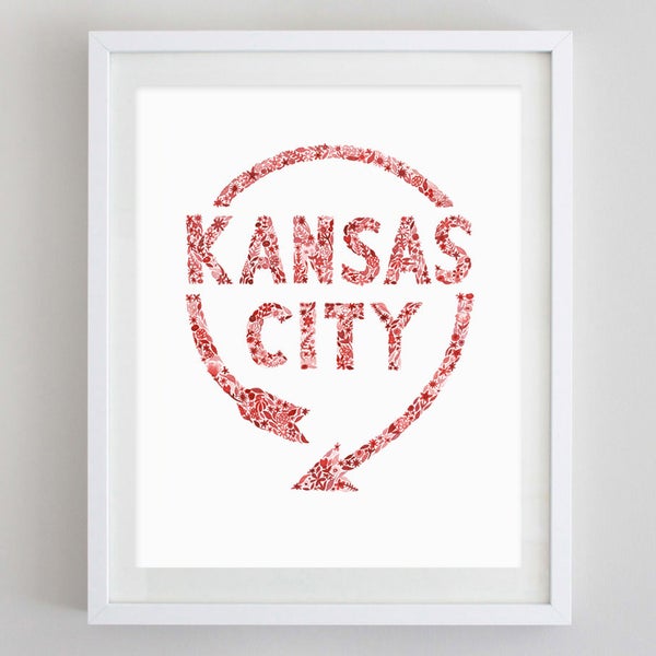 Kansas City Western Auto Sign Floral Watercolor Print - Kansas City Art - KC Watercolor Painting