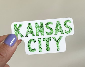 Kansas City Green Floral Sticker - KC Sticker - Kansas City Gift - KC Art - Kansas City Decal - Laptop Decal - Kansas City Pride
