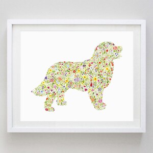 バーニーズ マウンテン ドッグの花柄水彩アートプリント - 犬用ギフト - 犬種 - 子犬アート - 犬好きのアートワーク