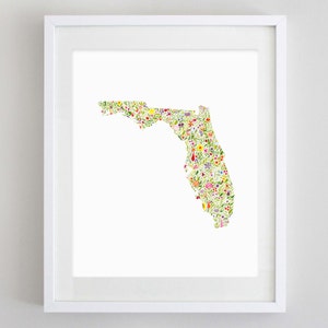 Florida State Aquarelle Print - Disponible dans n’importe quel État - Florida Artwork - Custom State Artwork - Moving Gift - Housewarming Gift