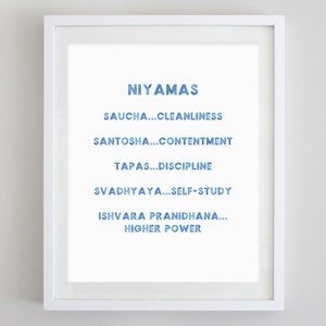 Niyamas Ashtanga Watercolor Art Print - 8 Limbs of Yoga - Yoga Decor - Yoga Studio - Yoga Artwork