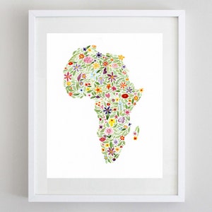Afryka Akwarela Druk - Afryka Żłobek - Afryka Dziecięcy Pokój - Pokój Dziewczęcy - Dzieło Sztuki Podróży - Prezent Afryka - Adopcja Afryki - Prezent Podróżnika