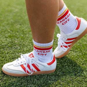Kansas City Crew Socks - White w/ Red & Gold - Football - KC - KC Socks - Kansas City Socks - Gift image 5